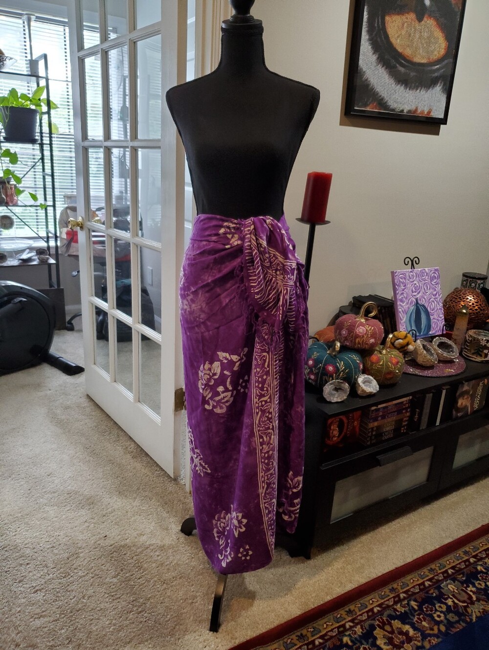 Purple Floral Batik Sarong Wrap/Skirt